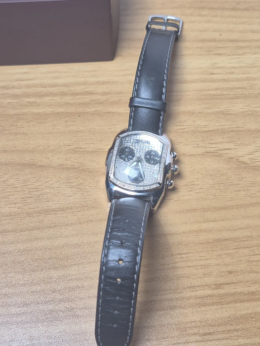 JoJino Joe Rodeo Diamond Chronograph Watch JL-07096 Genuine Hirsch Leather Strap